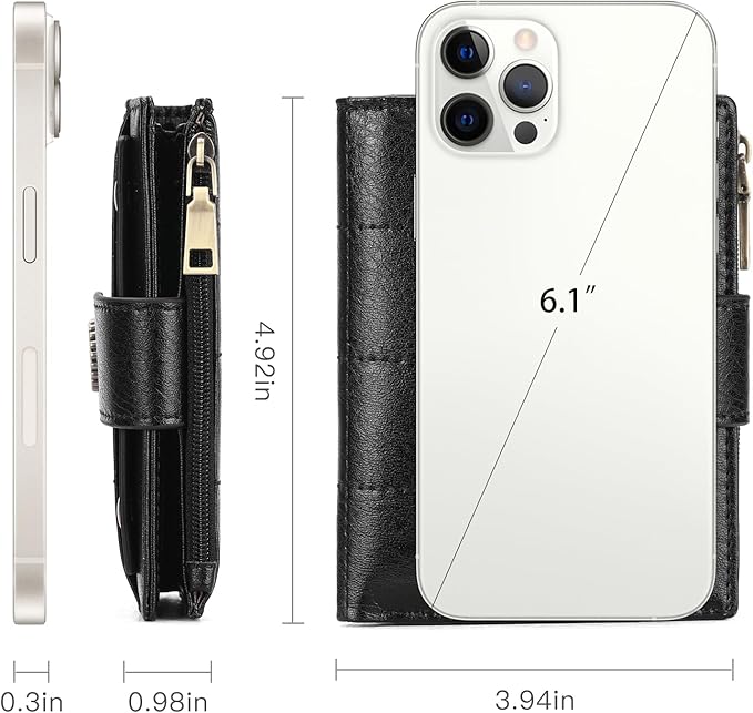 SENDEFN Small Wallets for Women Leather RFID Blocking Bifold Zipper Pocket Wallet with ID Window
