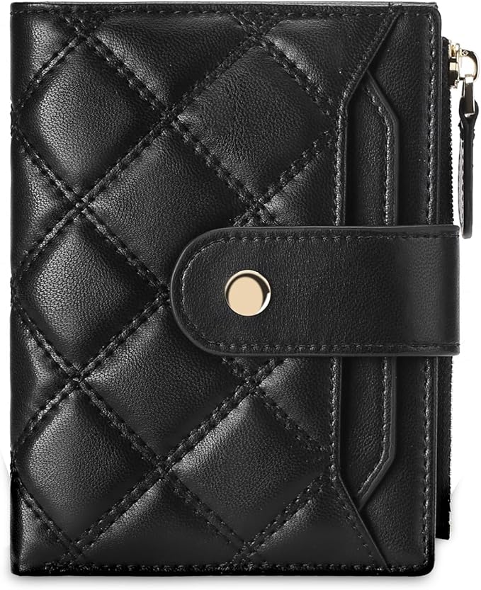 SENDEFN Small Wallet for Woman Leather RFID Blocking Bifold Zipper Pocket Credit Card Holder