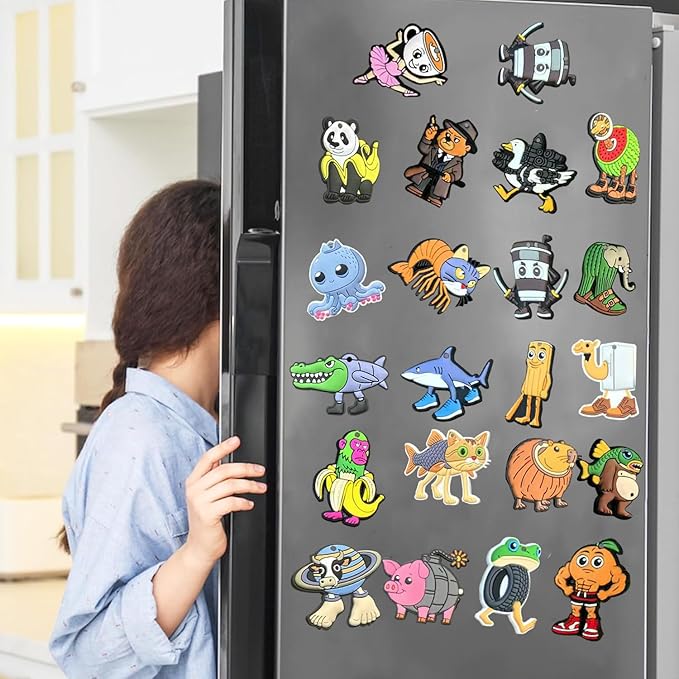 Italian Brainrot Refrigerator Magnets, 24-Pack — Soft Rubber Magnetic Set for Fridge/Whiteboard/Locker, Assorted Multicolor Home & Office Décor (24)