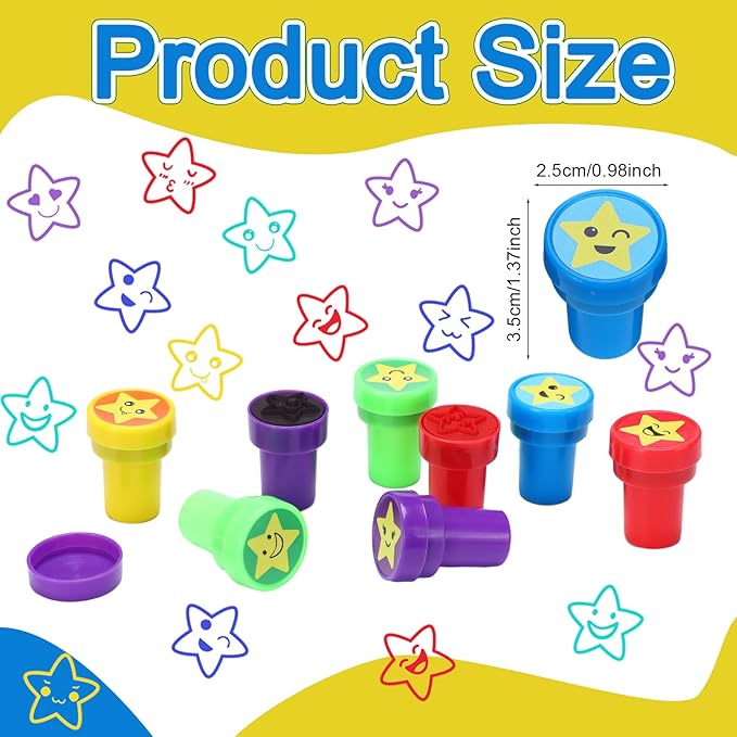 Yexiya 100 Pcs Star Stampers Mood Expressions and Comments Photosensitive Teacher Review Stamps Bulk Education Review School Prizes Supplies and Party Favors