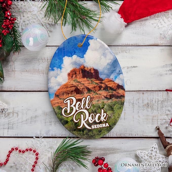 Bell Rock Sedona Ceramic Ornament, Arizona Landmark Souvenir Christmas Decoration for Hikers