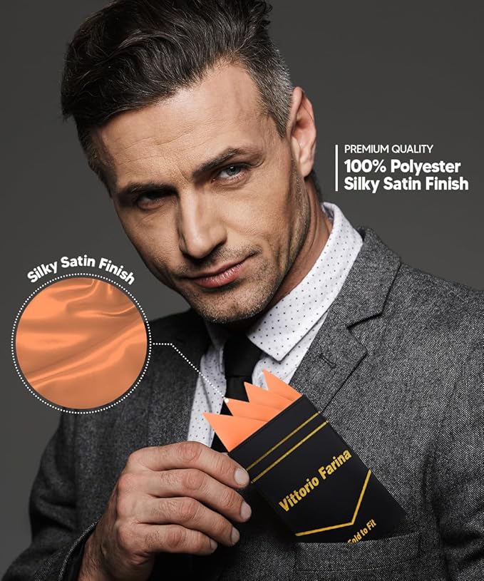 Premium Pre-Folded Four-Point Suit Pocket Square for Men with Sewn Pocket Fold