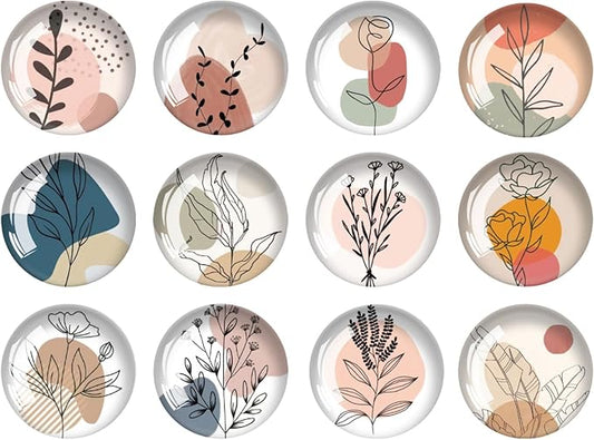 Strong Glass Refrigerator Stickers,12Pcs Magnets for Fridge,Funny Fridge Magnet Shape,Cute Small Tiny Magnet for Kitchen Whiteboard Door Decorative (Line Bouquet Refrigerator Stickers)