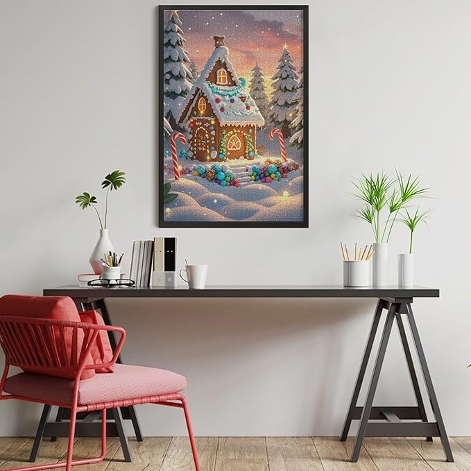 Wooden Puzzle - Christmas Gingerbread House and Candy Jigsaw Puzzles，Wooden Puzzles for Adults 1000 Pieces Challenge Puzzles，Educational Games，Family Puzzles，Unique Gifts for Wall Art