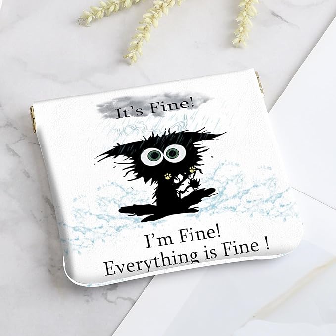 2Pcs PU Leather Small Squeeze Coin Purse Pouch Mini coin Bag Unique And Cute Wallet Cosmetic Bags Change Bag For Women Girls Men Cat struck by lightning