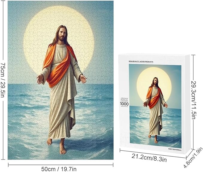 Jigsaw Puzzles for Adults 1000 Piece - Jesus Walk On Sea Wooden Puzzle，Stress Relief Games，Funny Puzzle，Unique Gifts for Wall Art ，Family Puzzles，Educational Games，Challenge Puzzles