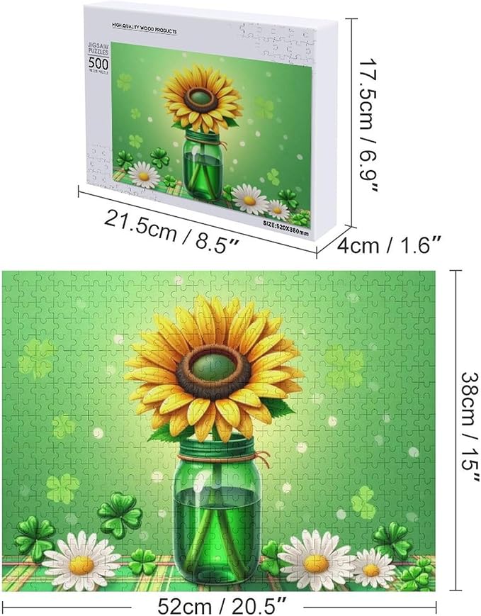 Wooden Puzzle - St Patrick's Day Gnome Wooden Puzzles for Adults 500 Pieces Challenge Puzzles，Educational Games，Family Puzzles，Unique Gifts for Wall Art ，Funny Puzzles