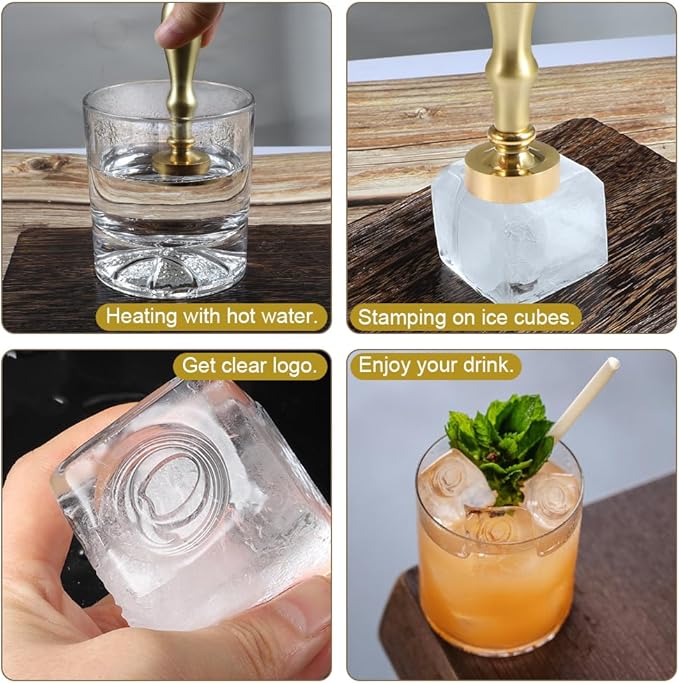 Ice Cube Stamp for Cocktails Ice Stamp Brass Head with Handle, Ice Branding Stamp for Ice Cubes Cocktail Whiskey Drinks Party Wedding Making DIY Crafting (Letter Q)