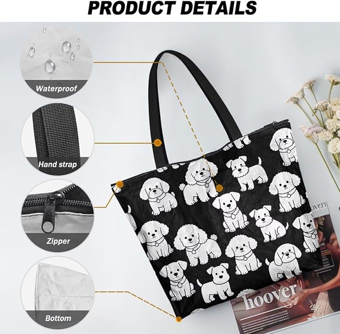 Cartoon Animal Printed DIY Coloring Tote Bag Waterproof Paper Handbags for Women Large Travel Shoulder Bags Purses