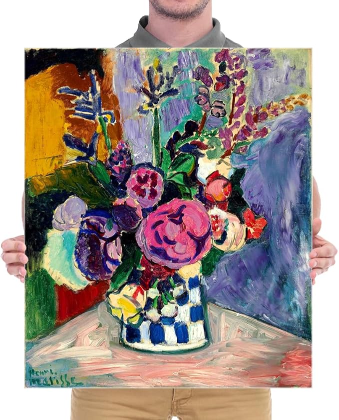 Wieco Art Canvas Wall Art Still Life of Peonies in a Vase 1907 by Henri Matisse Abstract Canvas Prints Art Pictures for Wall Decor and Home Office Decorations
