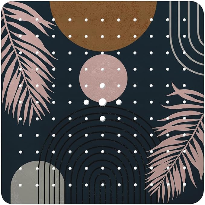 Bathtub Mat Non Slip, Bohemia Square Bath tub Mat Shower Floor Mat with Suction Cups for Adults Kids Elderly 21 X 21 Inch