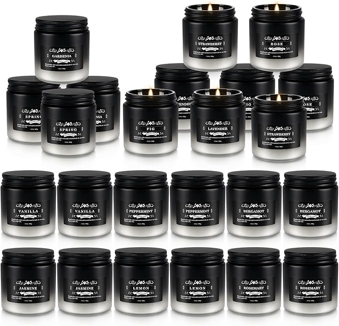 24 Pack Scented Candles with Added Natural Essential Oils, 3.5oz, Suitable for Various Festivals, Parties, Yoga, and Home Scened