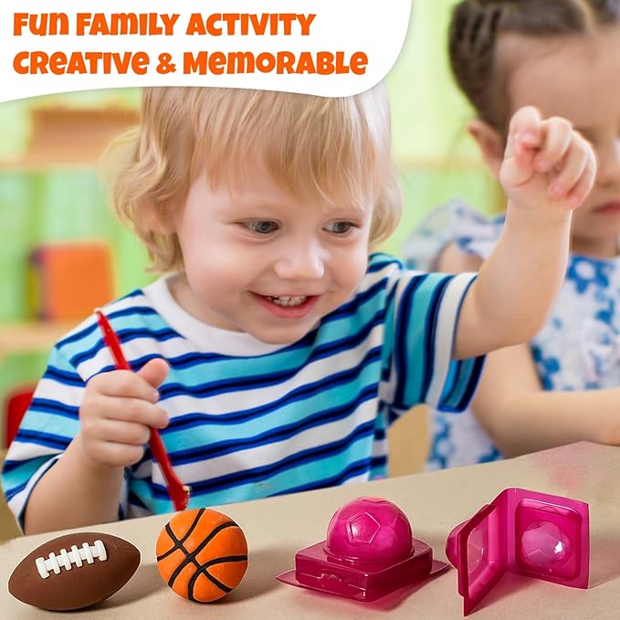 Soap Making Kit for Kids – DIY Soap Making Kit with Sports Shaped Soap Moulds (Basketball, Football, Soccer & Bicycle) Soap Making Supplies that Promote Hygiene DIY Kits for Kids Mobile App Included