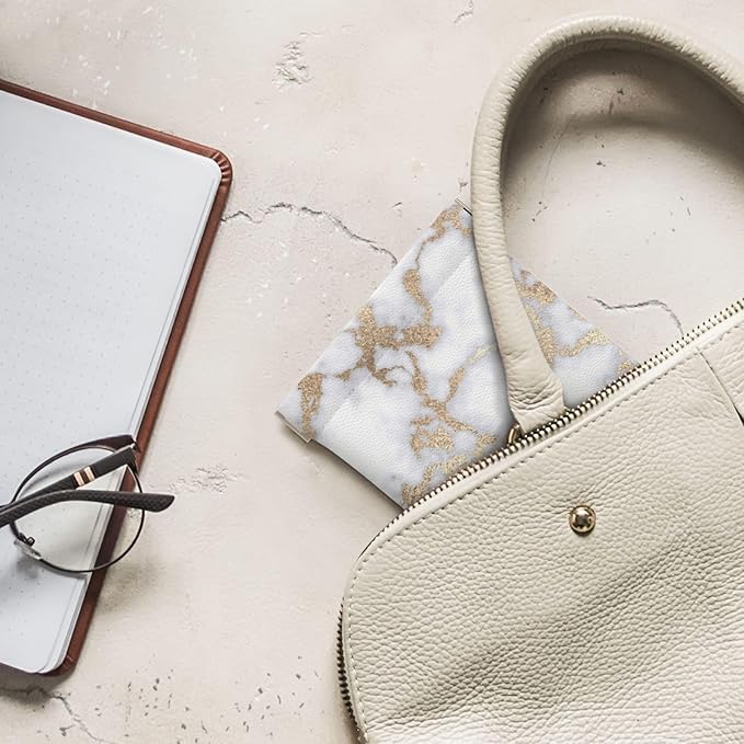Coin Purse modern chic white gold foil marble Leather Squeeze Coin Purse Mini Pouch Change Wallet Bag Gifts for Women Kids Girls Key Holder