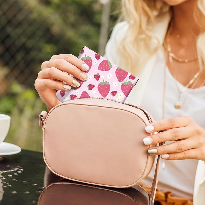 2Pcs PU Leather Small Squeeze Coin Purse Pouch Mini coin Bag Unique And Cute Wallet Cosmetic Bags Change Bag For Women Girls Men （Pink Strawberry