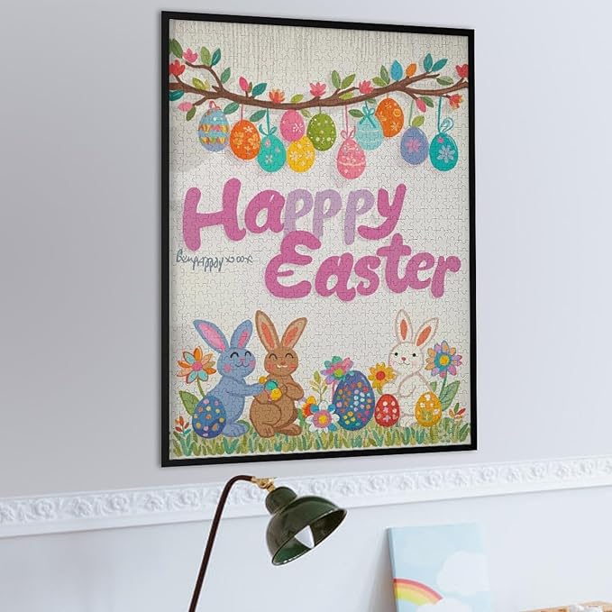 Wooden Puzzle - Easter and The Rabbit Jigsaw Puzzles，Wooden Puzzles for Adults 1000 Pieces Unique Gifts for Wall Art，Challenge Puzzles，Educational Games，Family Puzzles