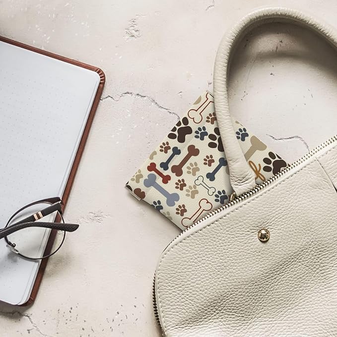 Coin Purse Dog Paw Prints Bones Leather Squeeze Coin Purse Mini Pouch Change Wallet Bag Gifts for Women Kids Girls Key Holder