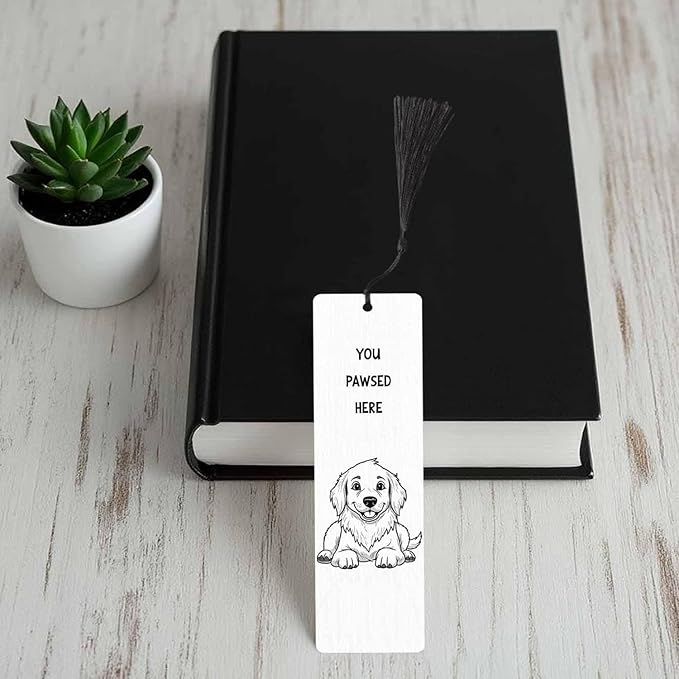 Cute Dog 5 Pcs Bookmarks You Pawsed Here Wooden Bookmarks with Tassel for Students Reader Teachers Book Lovers