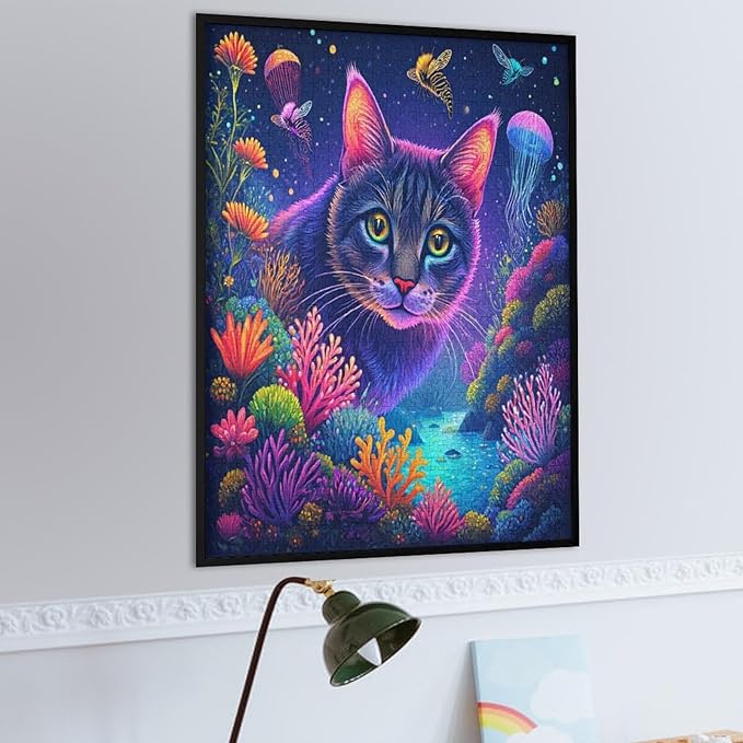 Wooden Puzzles 1000 Piece，Color Cat Portrait Themed Jigsaw Puzzles，Puzzle Games Challenge Puzzles，Educational Games，Family Puzzles，Unique Gifts for Wall Art
