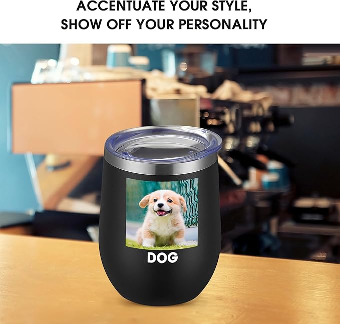 Personalized Wine Tumbler Glasses Print in USA Stainless Steel Travel Customized Coffee Cup with Lid & Straw Double Wall Insulated Mug with Colorful Text Logo Photo