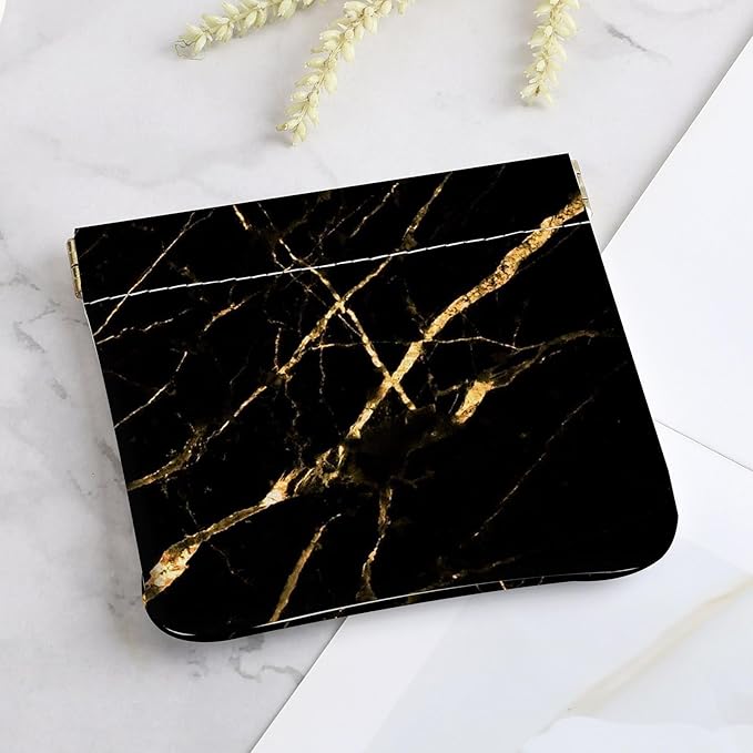 2Pcs PU Leather Small Squeeze Coin Purse Pouch Mini coin Bag Unique And Cute Wallet Cosmetic Bags Change Bag For Women Girls Men （Black marble