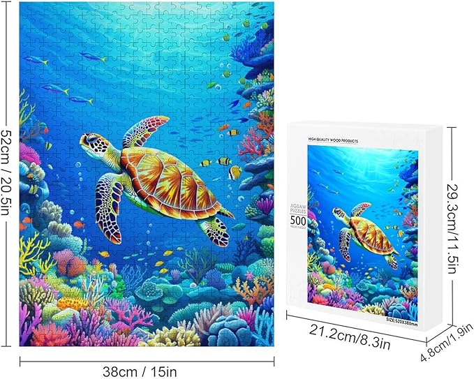 Jigsaw Puzzles for Adults 500 Piece - Sea Turtle Wooden Puzzle，Puzzle Games， Stress Relief Games，Funny Puzzles，Unique Gifts for Wall Art ，Family Puzzles，Educational Games