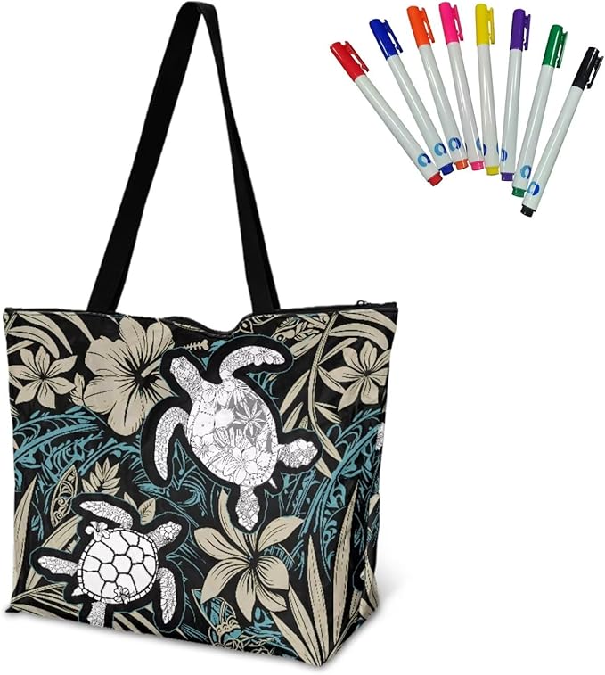Cartoon Animal Printed DIY Coloring Tote Bag Waterproof Paper Handbags for Women Large Travel Shoulder Bags Purses