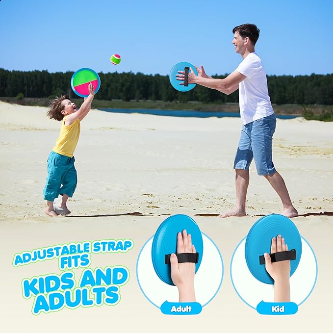 Toss and Catch Ball Set Upgraded - Family Games Kids Toys for Stocking Stuffers - Water-Resistant Great for Beach Pool Yard - Christmas Toys Gift for Boys Girls Teens 3 4 5 6 7 8 9 10 11 12+ Years