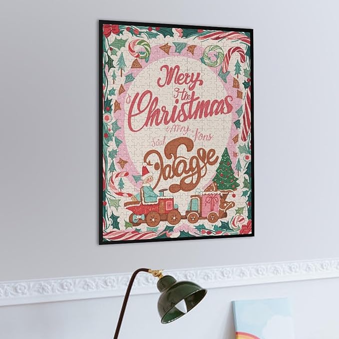 Wooden Puzzle - Christmas Gingerbread Express Train Jigsaw Puzzles，Wooden Puzzles for Adults 500 Pieces Unique Gifts for Wall Art，Challenge Puzzles，Educational Games，Family Puzzles