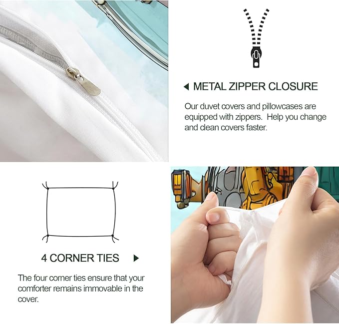 Yellow Excavator Bedding Set Oversized King Engineering Vehicle Duvet Cover Construction Vehicle Comforter Cover Construction Machinery Bed Set with Pillowcases for Bedroom