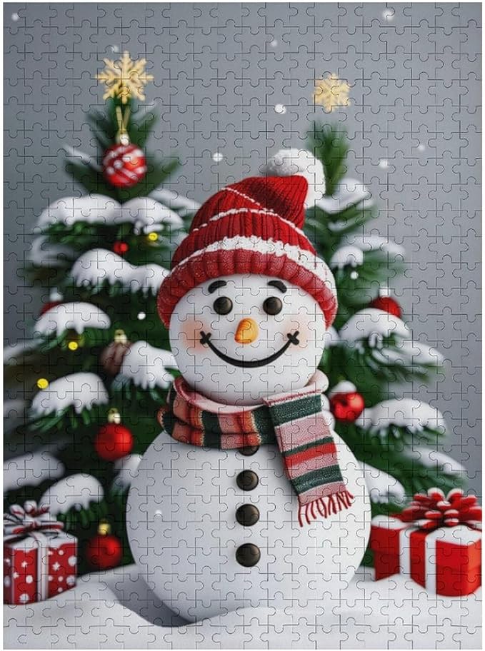 Wooden Puzzles for Adults 500 Pieces, Christmas Winter Snowman, Each Piece is Unique and Perfectly Put Together, are Special Home Decorations, Fun Puzzles, Party Games, Family Toys