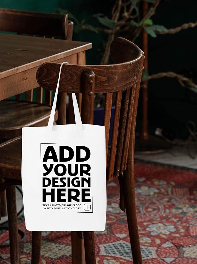 shop4ever Personalized Custom Design Your Own Eco Cotton Tote Reusable Shopping Bag Customizable Gift