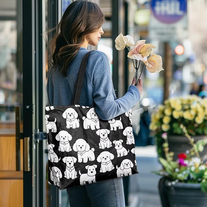 Cartoon Animal Printed DIY Coloring Tote Bag Waterproof Paper Handbags for Women Large Travel Shoulder Bags Purses