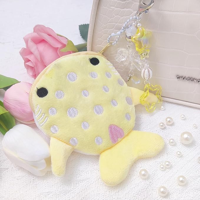Cute Keychain Whale Shark Coin Purse Keychain Cute Plush Zipper Change Pouch, Kawaii Handmade Wallet for Women