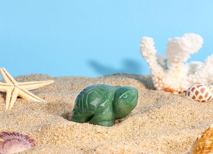 DUQGUHO 2" Travel Turtle Gift Decor Crystals Figurines Green Aventurine Crystal Best Turtles Travels Gifts for Women Traveling Travelers Cute Decorations