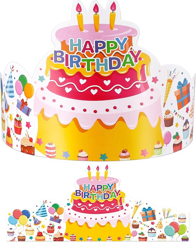 Outus 42 Pack Happy Birthday Crowns for Kids Classroom with Elastic Band for Teachers Students Kindergarten Party