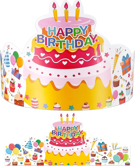 Outus 42 Pack Happy Birthday Crowns for Kids Classroom with Elastic Band for Teachers Students Kindergarten Party