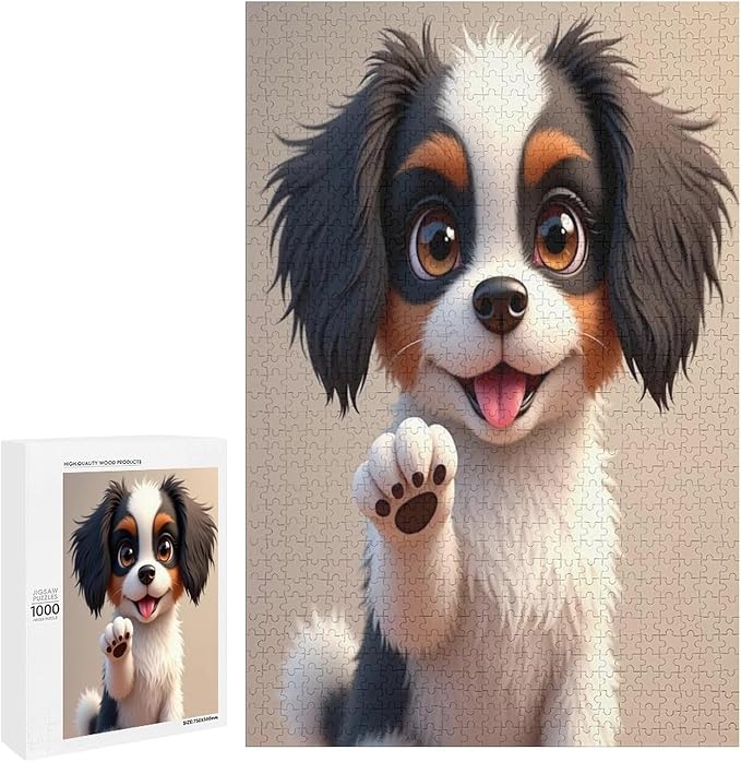 Jigsaw Puzzles for Adults 1000 Piece - Cavalier King Charles Spaniel Wooden Puzzles, Educational Games，Challenge Puzzles Puzzle Games, Stress Relief Games