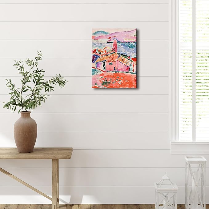 Wieco Art Canvas Print Wall Art View of Collioure 1905 by Henri Mattise Abstract Colorful Art Matisse Posters Canvas Prints for Wall and Home Office Decorations