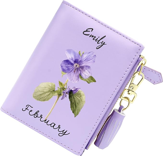 GEEAD Custom Design Small Wallets for Women Bifold Slim Coin Purse Zipper ID Card Holder PU Leather
