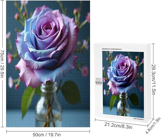 Wooden Puzzles 1000 Piece，Colored Rose Themed Jigsaw Puzzles，Funny Puzzles，Stress Relief Games，Puzzle Games Challenge Puzzles，Educational Games