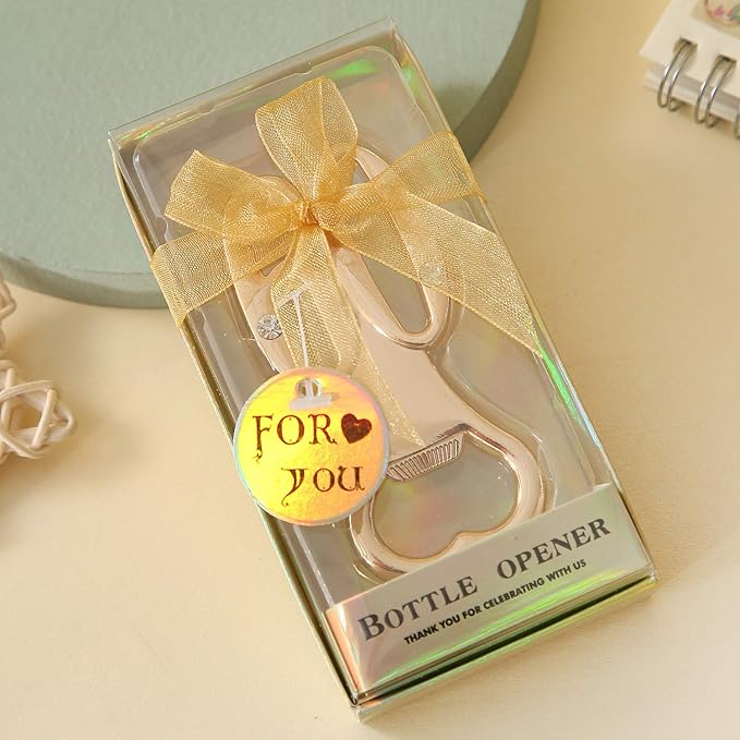 24 pcs Golden 60 Bottle Openers for Guests 60th Birthday Party Favors Rhinestones Decorations for Birthday souvenirs Keepsake for Guests(Gold, 60 style)