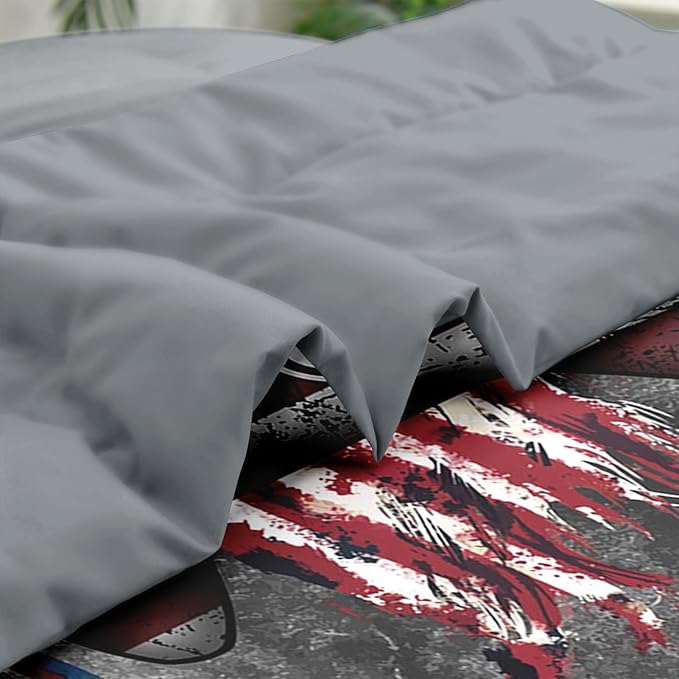 Comforter Set King Size, Gamepad 4Th July Funny 7 Pcs Bedding for Kids and Adults, American Flag Bed Sheet Sets with Fitted Sheet 2 Pillowcases & 2 Shams for Bedroom Bed Decor