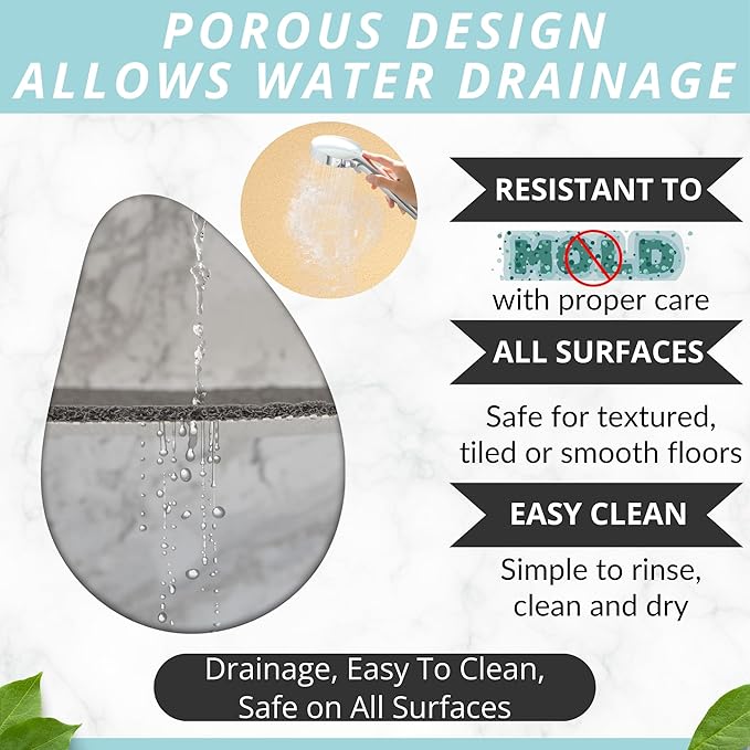 Enkosi Loofah Non-Slip Shower Mat - Shower Floors, Bathtub, Bathrooms, Wet Areas - Cushioned Bath Mat with Drain Holes - Quick Dry PVC, Secure Safety Pad Without Suction Cups (32x24 Duck)