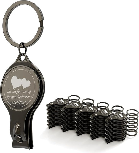 30pcs Personalized 4 in 1 Multi Function Bottle Opener, Black Nail Clipper, Wedding Favors Brewery, Private Customized, Multitool Gifts for Men