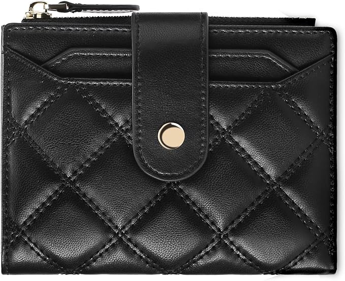 SENDEFN Small Wallet for Woman Leather RFID Blocking Bifold Zipper Pocket Credit Card Holder