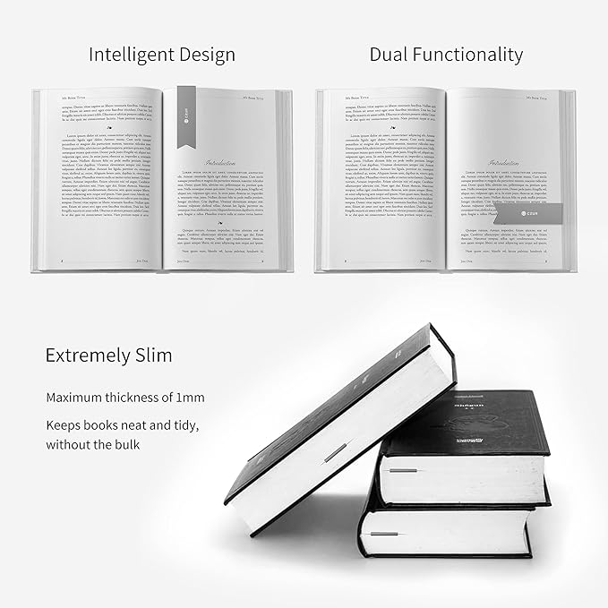CJ Tech Metal Bookmark, Stylish Bookmarks, Teacher Valentine Gift, Unique Gift for Women, Men, Readers, Light&Durable Reward Bookmark with ANODIZING Technology, SuperGrip U-Shape Design-Black
