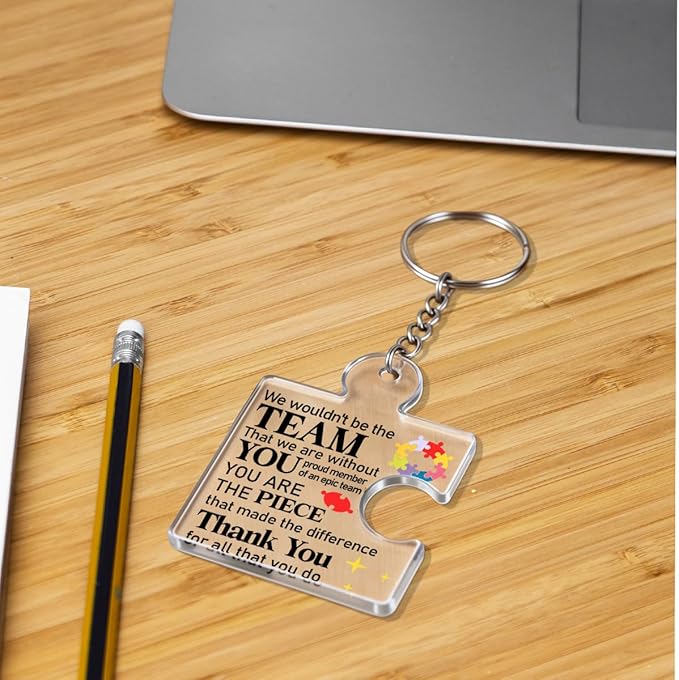 Team Appreciation Gifts for Employee Coworker Staff Bulk, Teamwork Thank You Gift Set Puzzle Piece Acrylic Keychains