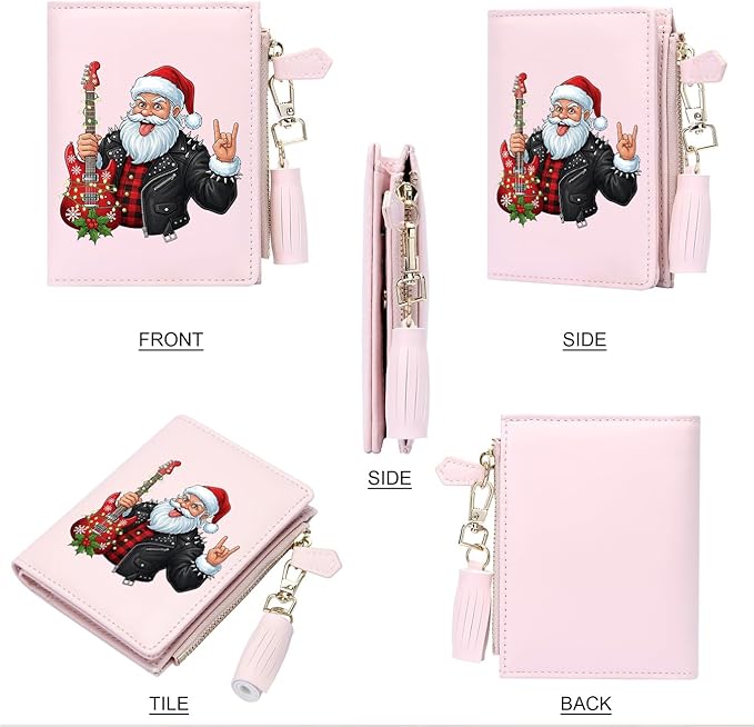 GEEAD Custom Design Small Wallets for Women Bifold Slim Coin Purse Zipper ID Card Holder for Christmas