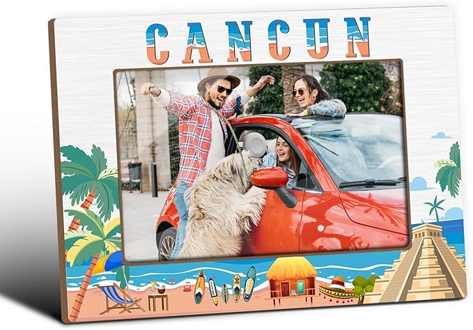 Cancun Picture Frames, Cancun Souvenirs, Tabletop Photo Frame for Family Vacation, Honeymoon, Wedding, Cruise, Home Office Table Decorative Supplies, Tabletop Display, Party Decorations-24